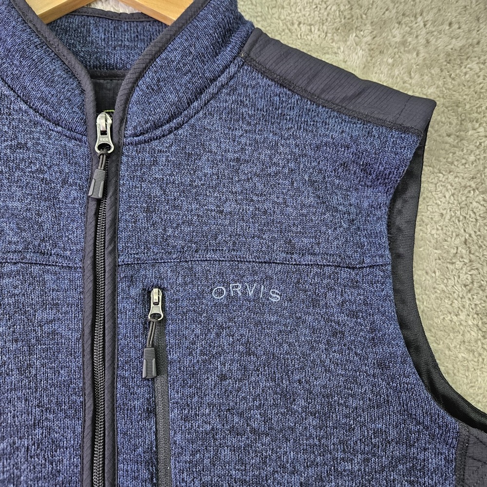 Orvis Full Zip Vest Mens L Blue Fleece Sweater Outdoor Fishing Layer Sleeveless - Picture 3 of 11